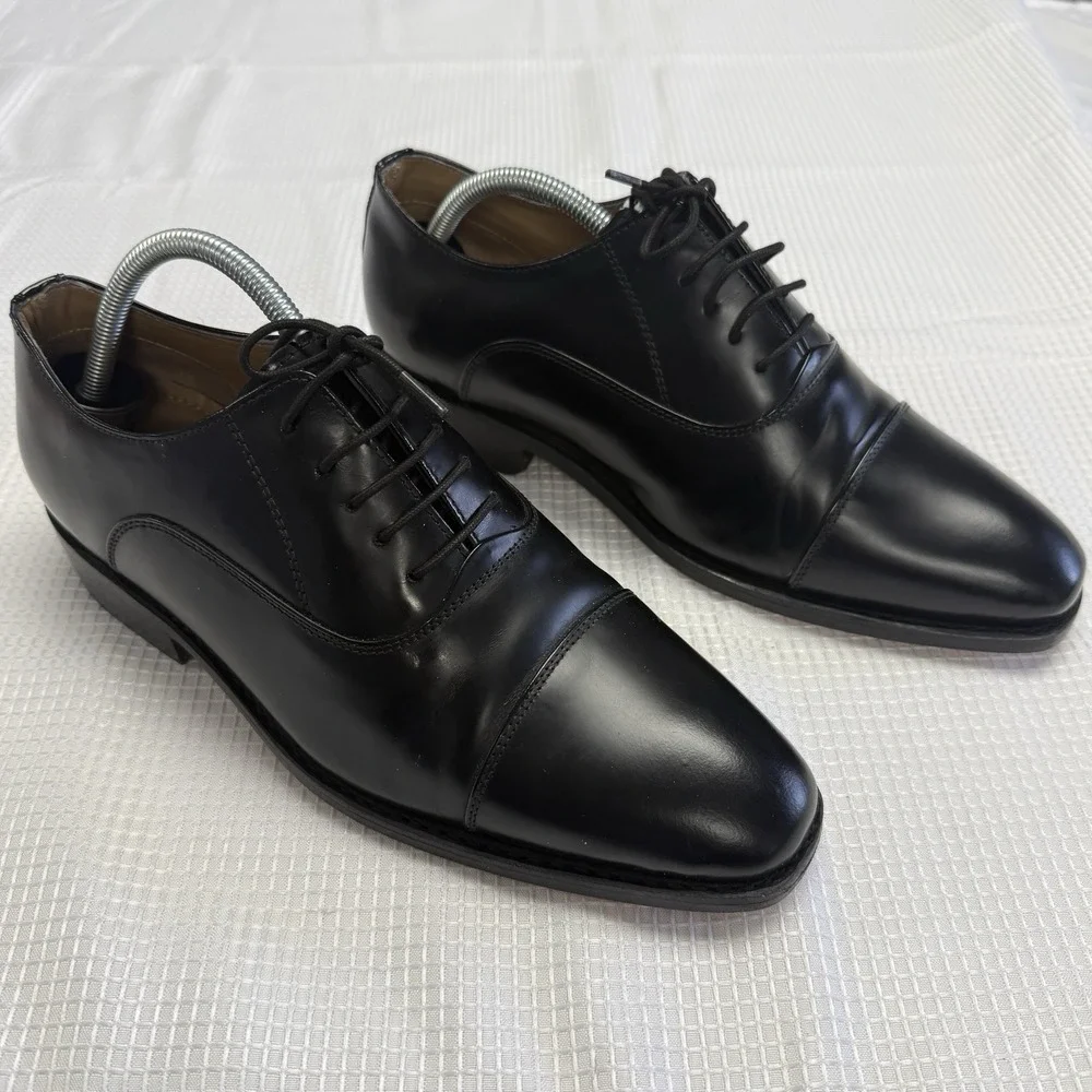 Anthony Veer Black Cap Toe Oxford Mens Dress Shoes 8.5‎ EE Leather